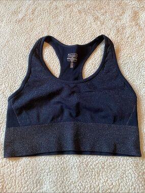 Athleta Black Shimmery Racerback Seamless Sports Bra